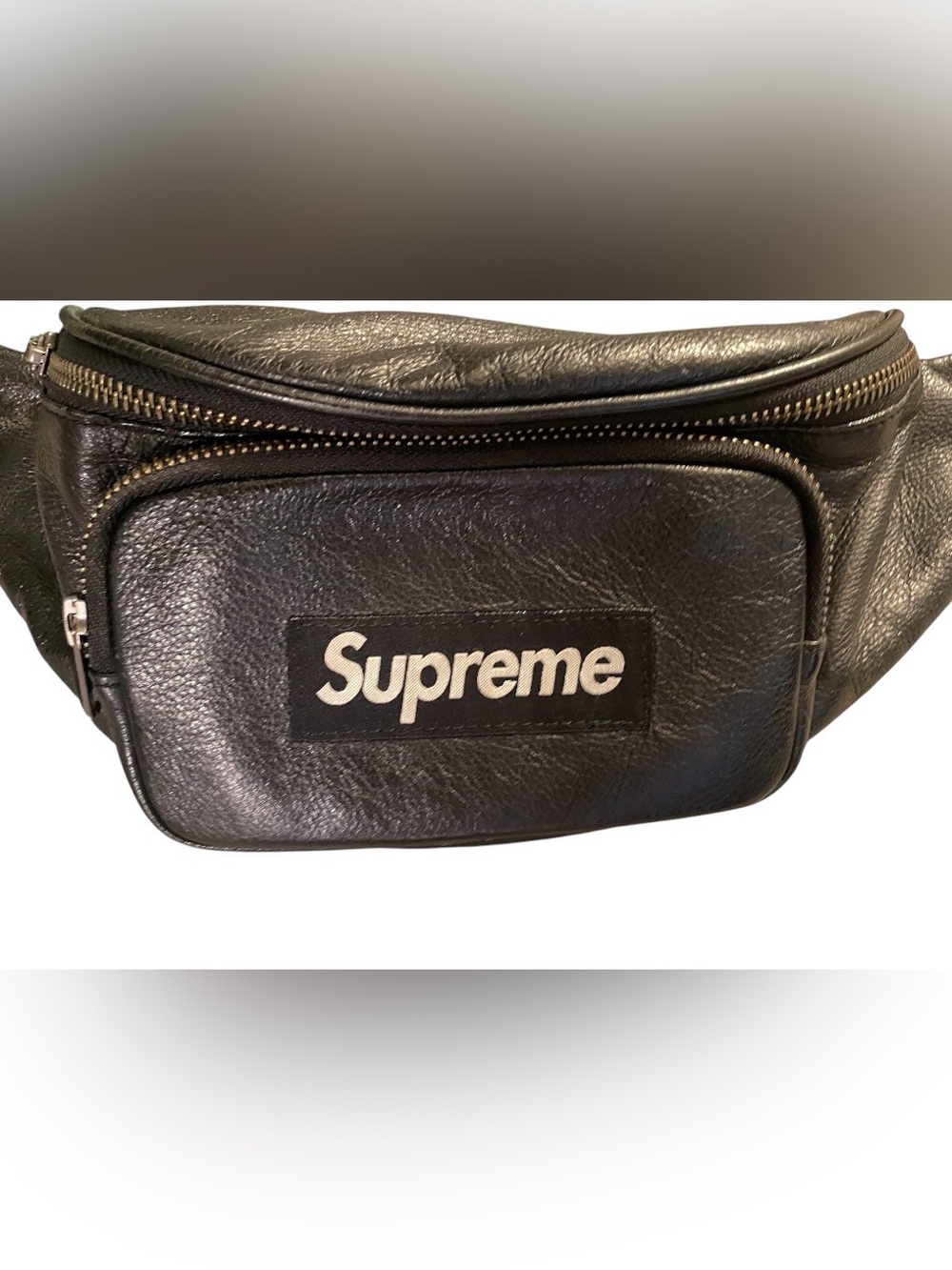 Supreme Black Leather Waist Bag